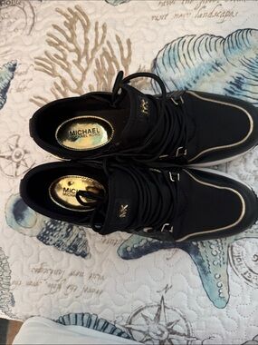 Michael Kors Black Sneakers with Gold Accents